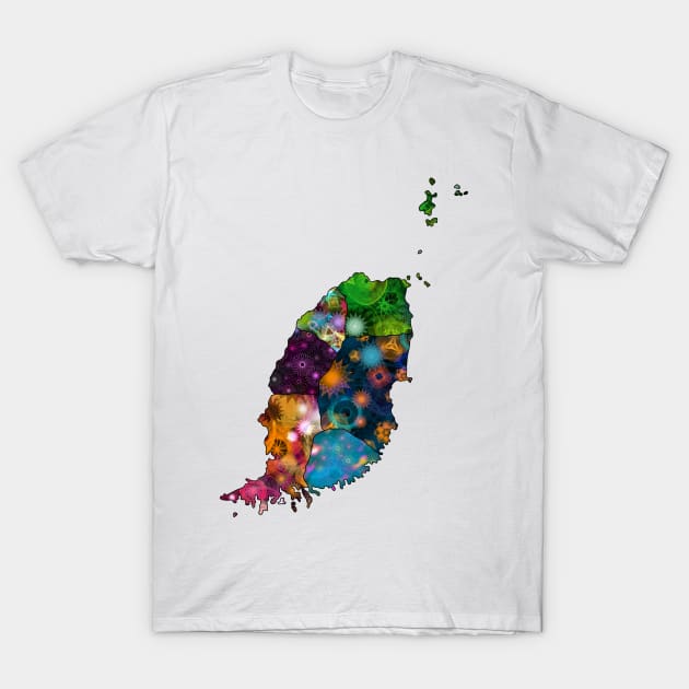 Spirograph Patterned Grenada Islands Map T-Shirt by RachelEDesigns
